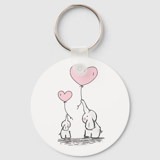 Llavero Elefante madre y bebé con globos (Anverso)