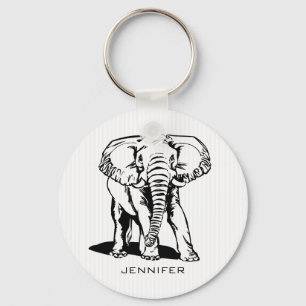 Llavero Elefante negro monogramado