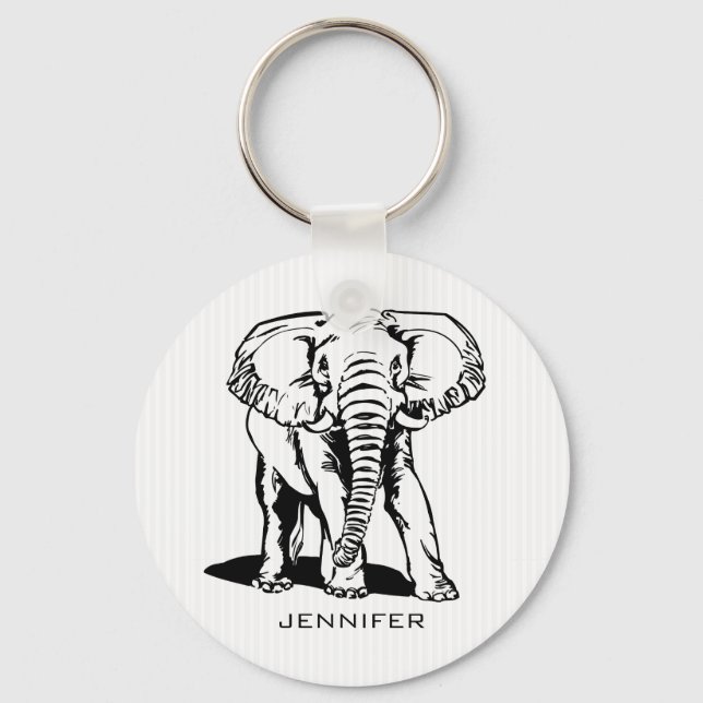 Llavero Elefante negro monogramado (Anverso)