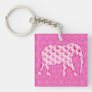 Llavero Elefante paisley - rosa hielo y fucsia