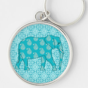 Llavero Elefante paisley - turquesa y aqua