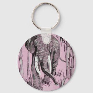 Llavero Elefante Pasando Por La Sabana Madera En Rosa