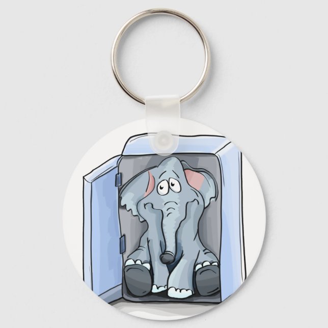 Llavero elefante personalizado sentado en una nevera (Anverso)