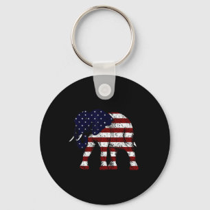 Llavero Elefante Republicano Bandera Americana Desgastada