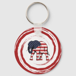 Llavero Elefante Rojo Blanco Azul Patriótico