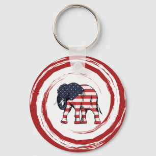Llavero Elefante Rojo Blanco Azul Patriótico
