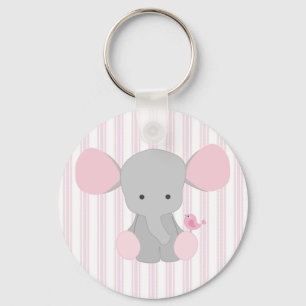 Llavero Elefante rosado w/Stripes de la niña infantil