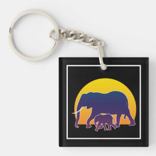 Llavero Elefantes de la puesta del sol