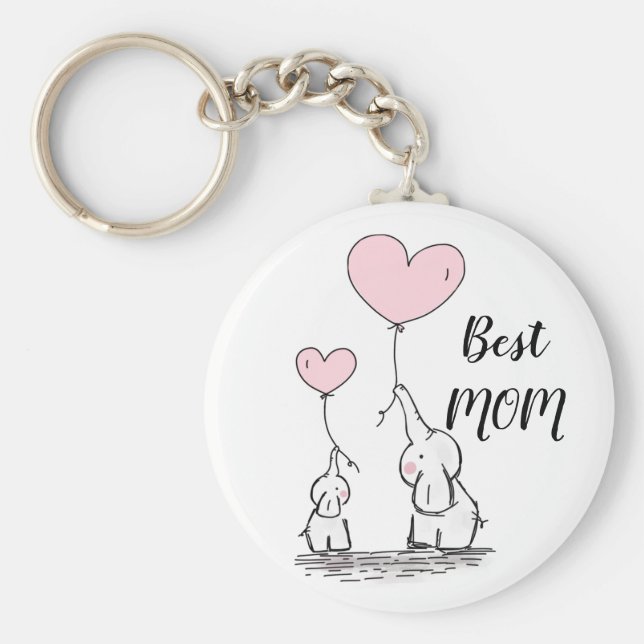 Llavero elefantes personalizados cortos sosteniendo globos (Frente)