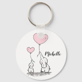 Llavero elefantes personalizados cortos sosteniendo globos