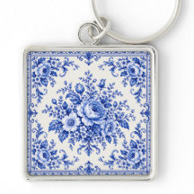 Elegancia de porcelana vintage floral azul