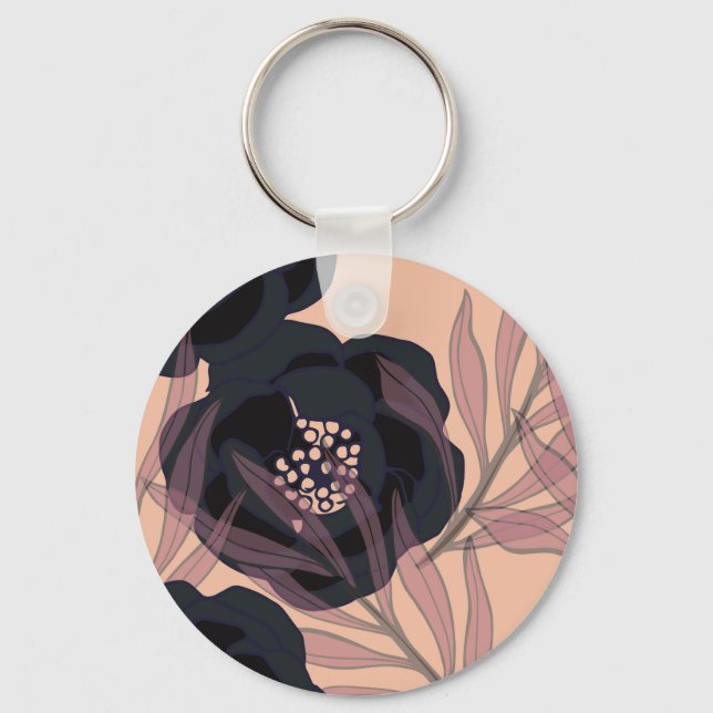 Llavero Elegancia floral abstracta, fondo artístico. (Anverso)