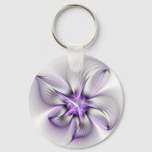 Llavero Elegancia floral arte abstracto moderno violeta fr