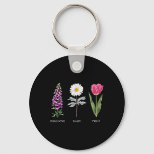 Llavero Elegancia floral Foxglove Daisy Tulip Design