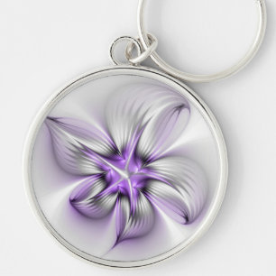 Llavero Elegancia floral moderna arte abstracto violeta fr