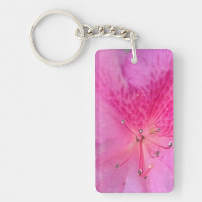 Llavero Elegancia floral rosa delgada (Frente)