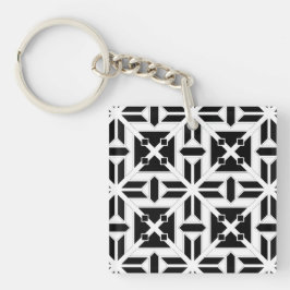 Llavero Elegant Black and White Geometric Pattern