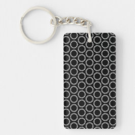 Llavero Elegant Black and White Petal Mandala Pattern