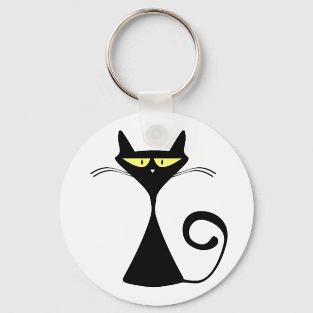 Llavero Elegant Black Cat Minimalist Art (Anverso)