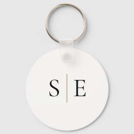 Llavero Elegant Black Gold Monogram Minimalist