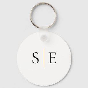 Llavero Elegant Black Gold Monogram Minimalist