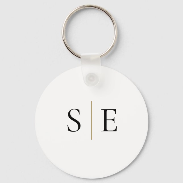 Llavero Elegant Black Gold Monogram Minimalist (Anverso)