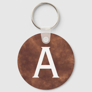 Llavero Elegant Brown Leather Watercolor Round Keychain wi