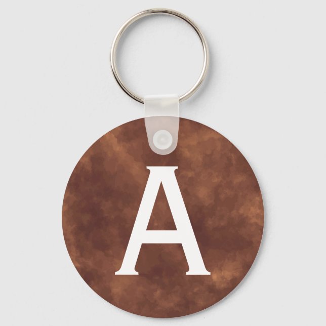 Llavero Elegant Brown Leather Watercolor Round Keychain wi (Anverso)