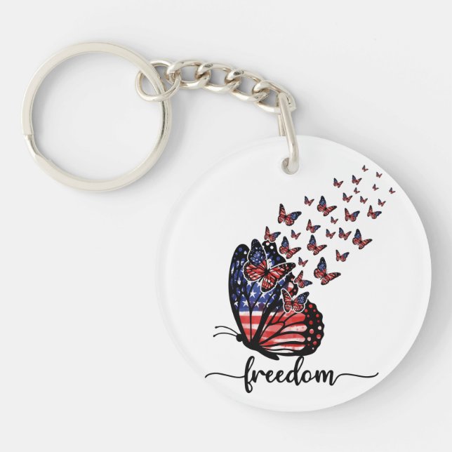 Llavero Elegant Butterflies | American Flag | Freedom (Frente)