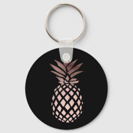 Llavero elegant clear faux rose gold tropical pineapple
