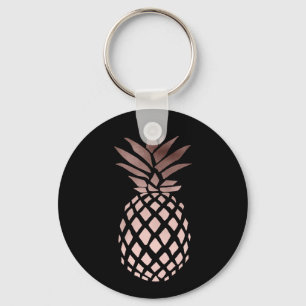 Llavero elegant clear faux rose gold tropical pineapple