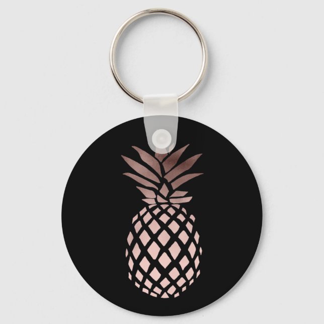 Llavero elegant clear faux rose gold tropical pineapple (Anverso)