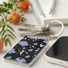 Llavero Elegant Contrast – Lilac & Black Abstract Keychain