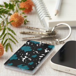 Llavero Elegant Contrast – Teal & Black Abstract Keychain