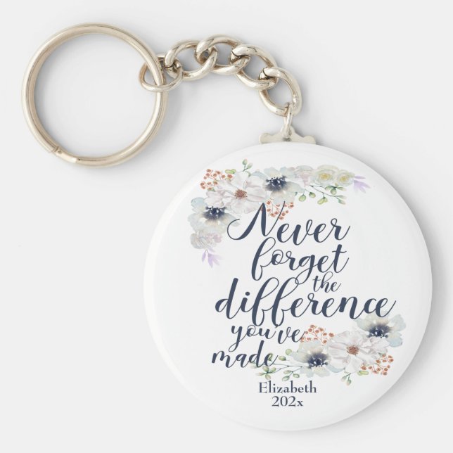 Llavero Elegant Floral Never Forget The Difference (Frente)