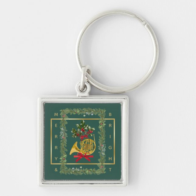Llavero Elegant French Horn Christmas Dark Green (Frente)