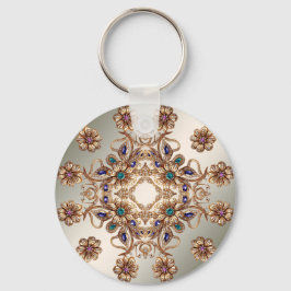 Llavero Elegant Gold Jewel Flowers Keychain