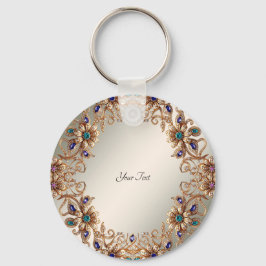 Llavero Elegant Gold Jewel Flowers Keychain