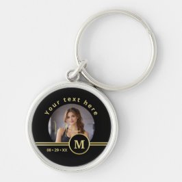 Llavero Elegant Gold Signature Monogram with Photo