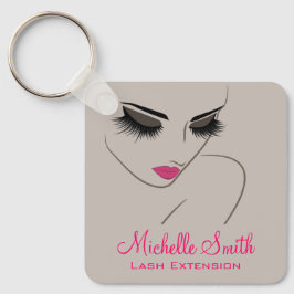 Llavero Elegant Pink Grey Lash Extension Beauty Salon QR