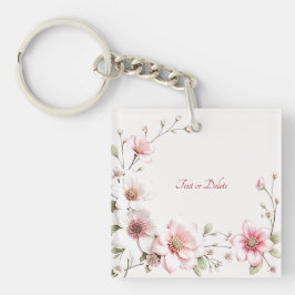 Llavero Elegant Pink White Floral Keychain