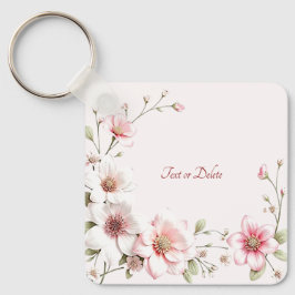 Llavero Elegant Pink White Floral Keychain
