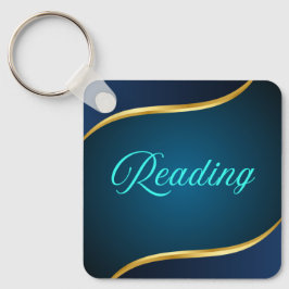 Llavero Elegant Reading Book Lover Keychain Gold Design