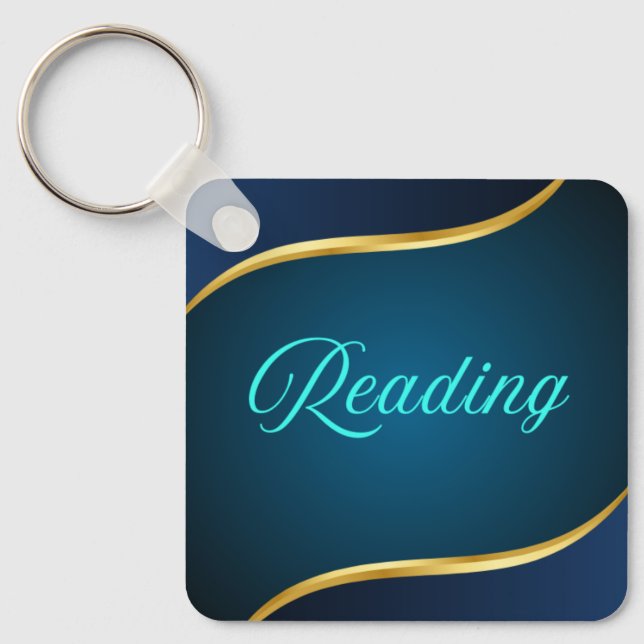 Llavero Elegant Reading Book Lover Keychain Gold Design (Anverso)