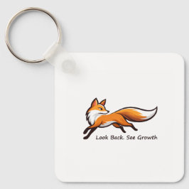 Llavero Elegant Running Fox "Look Back.See Growth." Square