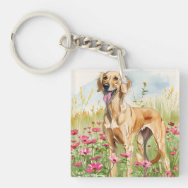 Llavero Elegant Saluki Dog Watercolor Art Print Decor