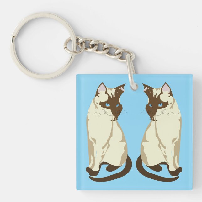 Llavero Elegant Siamese Cats Keychain – Cat Lover Gift (Frente)