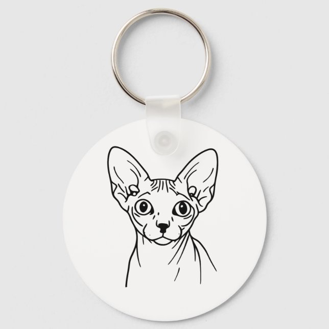 Llavero Elegant Sphynx Cat Line Art (Anverso)