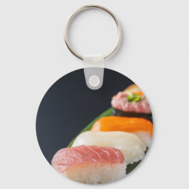 Llavero Elegant Sushi Keychain – Nigiri on Bamboo Leaf