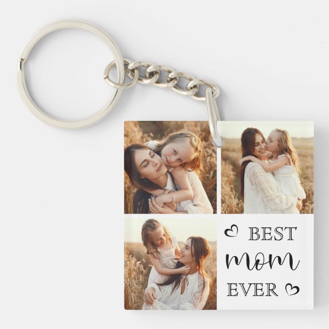 Llavero Elegant & Trendy Script and Custom Family Photos (Frente)